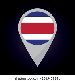 Costa Rica Flag on Location Pin. vector illustration