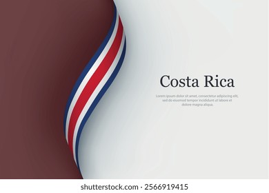 Costa Rica flag on Waving ribbon. Template for independence day