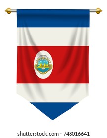 Costa Rica flag or pennant isolated on white