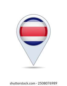 Costa Rica - flag pin for map. Vector illustration.