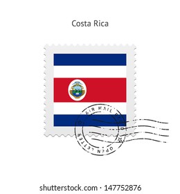 Costa Rica Flag Postage Stamp on white background. Vector illustration.
