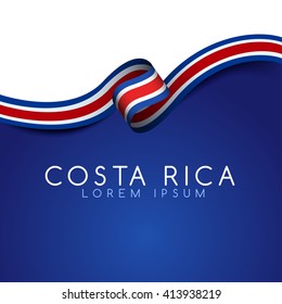 Costa Rica Flag Ribbon : Vector Illustration