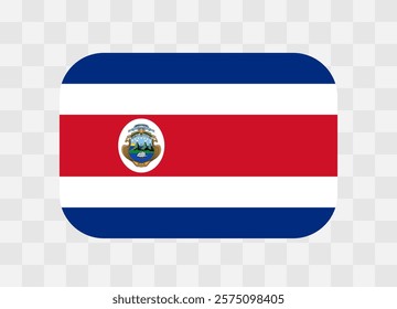 Costa Rica flag - rounded rectangle colorful flag representing a country cultural identity and heritage. The essence of national pride and unity. Vector flag on transparent background.