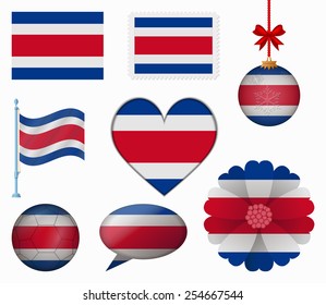 Costa Rica flag set of 8 items vector