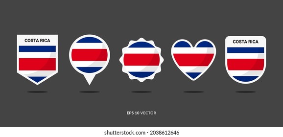 Costa Rica Flag Set Vector Illustration. Good Used for Sticker, Logo, Icon, Clipart, Etc - EPS 10 Vector