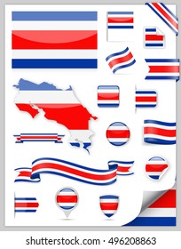 Costa Rica Flag Set - Vector Collection