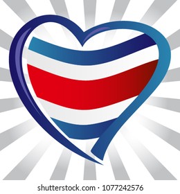 Costa rica flag in shape of heart