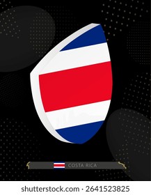 Costa Rica Flag Shield icon in 3D on Dark Modern Abstract Rugby Background. Perfect for sports events, heritage themes, national celebrations, and patriotic designs.