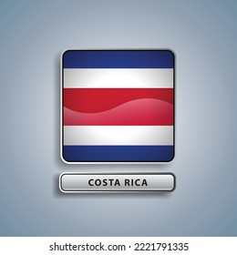 Costa Rica flag square button vector illustration