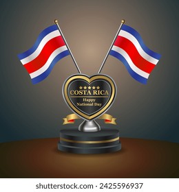 Costa Rica flag in a stand on table. Vector Illustration