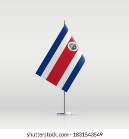 Costa Rica flag state symbol isolated on background national banner. Greeting card National Independence Day of the Republic of Costa Rica. Illustration banner with realistic state flag.