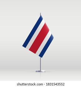 Costa Rica flag state symbol isolated on background national banner. Greeting card National Independence Day of the Republic of Costa Rica. Illustration banner with realistic state flag.