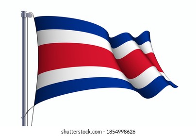 Costa Rica flag state symbol isolated on background national banner. Greeting card National Independence Day of the Republic of Costa Rica. Illustration banner with realistic state flag.