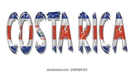 COSTA RICA flag text font, 3D COSTA RICA flag colorful background, COSTA RICA flag vector illustration