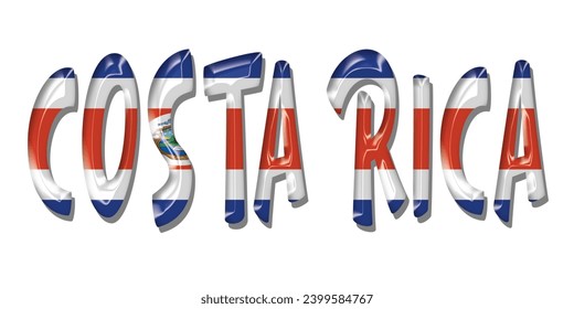 COSTA RICA flag text font, 3D COSTA RICA flag colorful background, COSTA RICA flag vector illustration