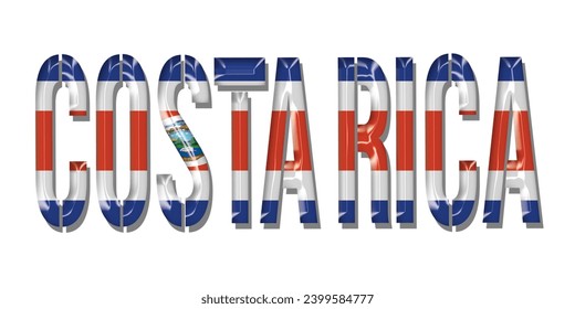 COSTA RICA flag text font, 3D COSTA RICA flag colorful background, COSTA RICA flag vector illustration