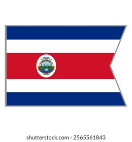 Costa Rica flag vector design and illustration , National flag country with original color, Pennon flag