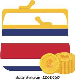 Costa Rica Fahne, handgezeichnet, Costa Rica Kolon Vektorgrafik handgezeichnet