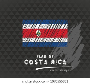 Costa Rica flag, vector sketch hand drawn illustration on dark grunge background