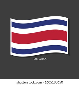 Costa rica flag Vector waving with flags.