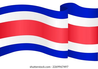 Costa Rica flag wave isolated on png or transparent background