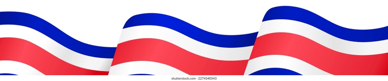Costa Rica flag wave isolated on png or transparent background