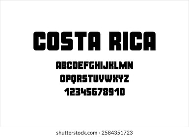 Costa Rica font for logo and headline. Isolated vector typeset