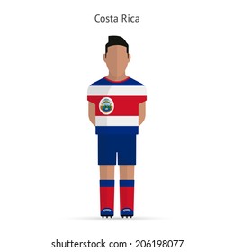 Costa Rica football player. Soccer uniform. Vector illustration.