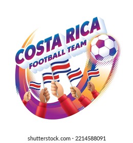 Costa Rica Football Team Masthead Logo with National Flag of Costa Rica