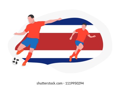 Costa Rica football team player kicking dribbling 2018 championship vector illustration soccer