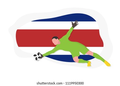 Costa Rica football team player goalkeeper 2018 championship vector illustration soccer