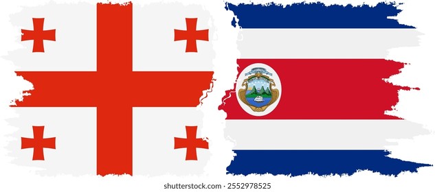 Costa Rica and Georgia grunge flags connection, vector