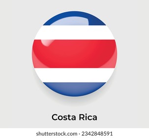 Costa Rica brillante burbuja de bandera nacional forma redonda icono de ilustración vectorial vidrio