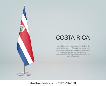 Costa Rica colgando la bandera en el estrado. Plantilla para banner de conferencia política