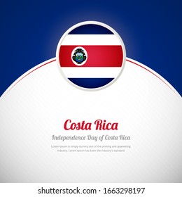 Costa Rica happy independence day with classic colorful country flag background