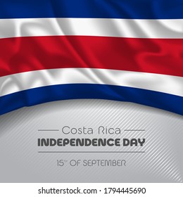 Costa Rica glückliche Unabhängigkeit Tag Grußkarte, Banner Vektorgrafik. Costa Ricaner Nationalfeiertag 15. September Platz Design Element mit schwenkbarer Flagge