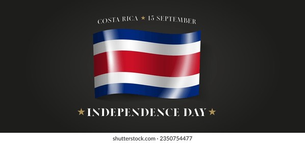 Costa Rica happy independence day greeting card, banner with template text vector illustration. Costa Rican memorial holiday 15th of September design element with flag with stripes
