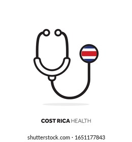 Costa Rica healthcare concept. Medical stethoscope with country flag