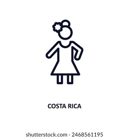 costa rica icon. Thin line costa rica icon from people and relation collection. Outline vector. Editable costa rica symbol can be used web and mobile