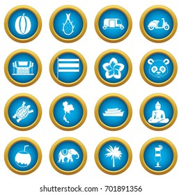 Costa Rica icons blue circle set isolated on white for digital marketing
