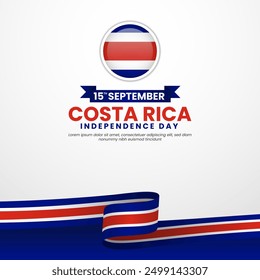 Costa Rica independence day banner background design template with Waving ribbon illustration