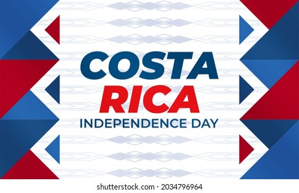 Costa Rica Independence Day is celebrated on September 15th. Poster, banner, background design. Vector illustration EPS 10.