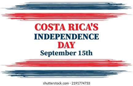 Costa Rica Independence Day is celebrated on September 15th. Poster, banner, background design. Vector illustration EPS 10.