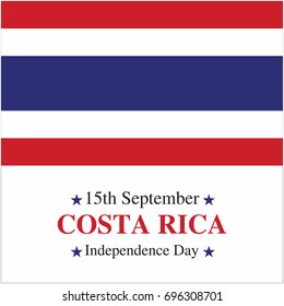 Costa Rica Independence Day. Happy Independence Day. 15th Septemeber. Costa Rica Flag