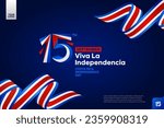 Costa Rica independence day logotype september 15th with flag background