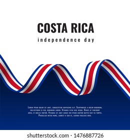 Costa Rica Independence Day ribbon banner illustration