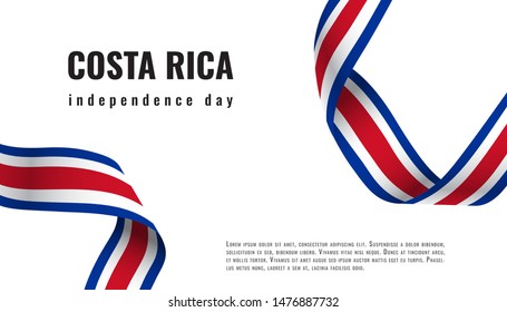 Costa Rica Independence Day ribbon banner illustration