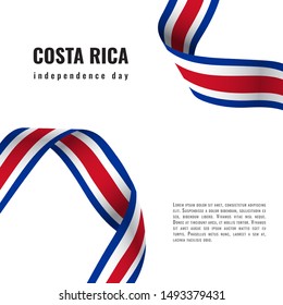 Costa Rica Independence Day ribbon banner illustration