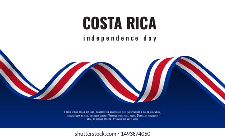 Costa Rica Independence Day ribbon banner illustration