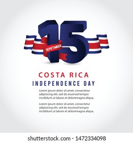 Costa Rica independence day vector template. Design for banner, greeting cards or print.